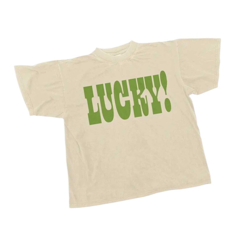 "LUCKY" Puff Boxy Cotton Tshirt IVORY -MEDIUM