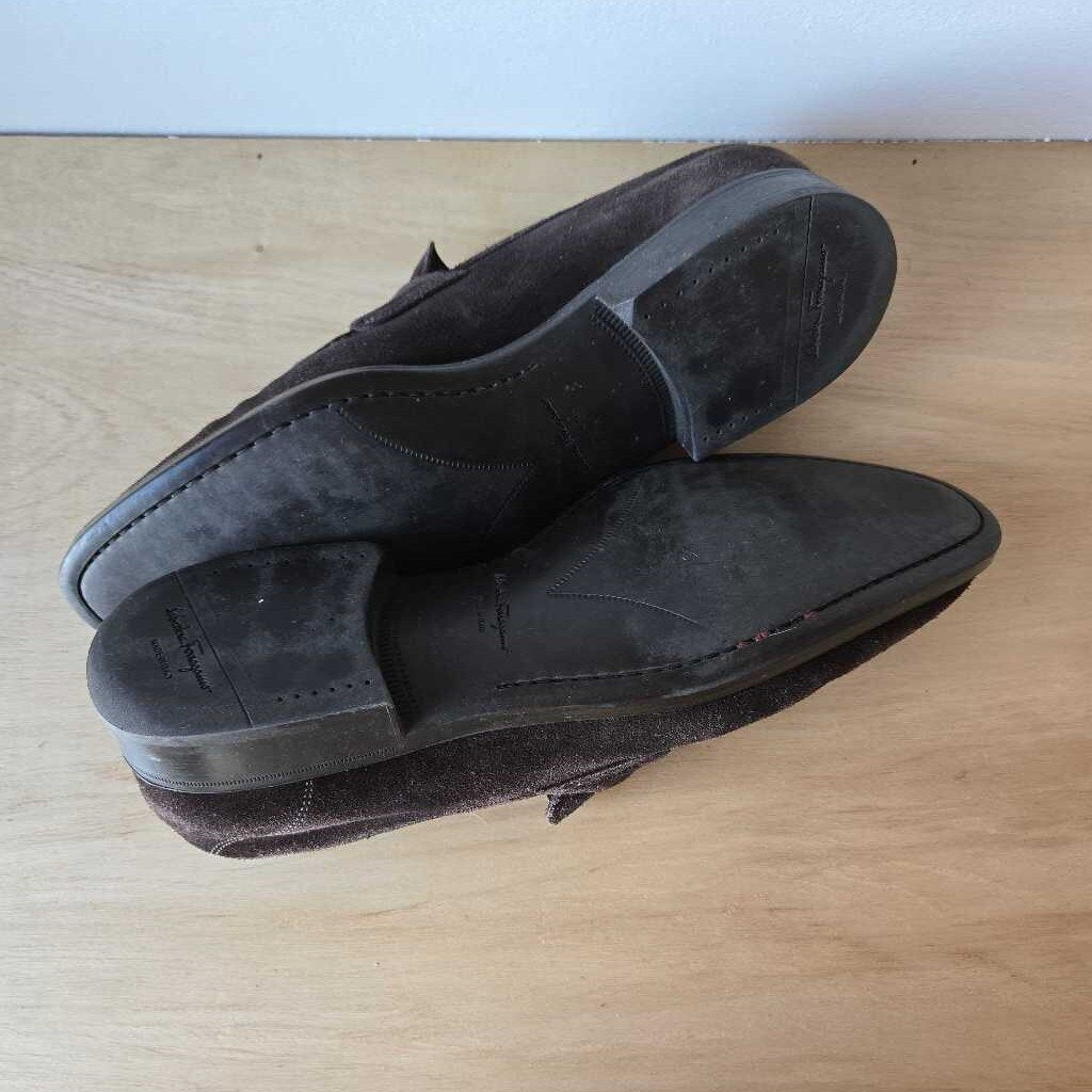 FERRAGAMO brown suede retail 795.00 SZ 10.5 D