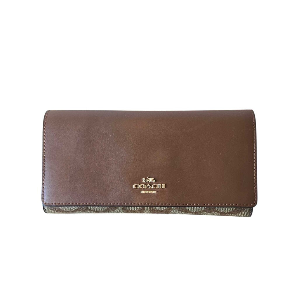 COACH TRI FOLD WALLET monogram + brown
