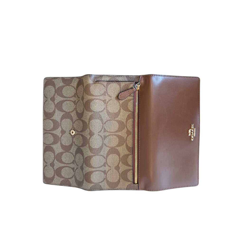 COACH TRI FOLD WALLET monogram + brown