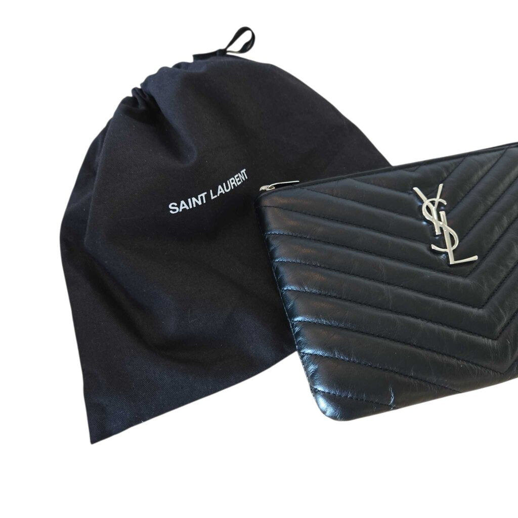 YSL saint laurent SMALL CHEVRON zip pouch