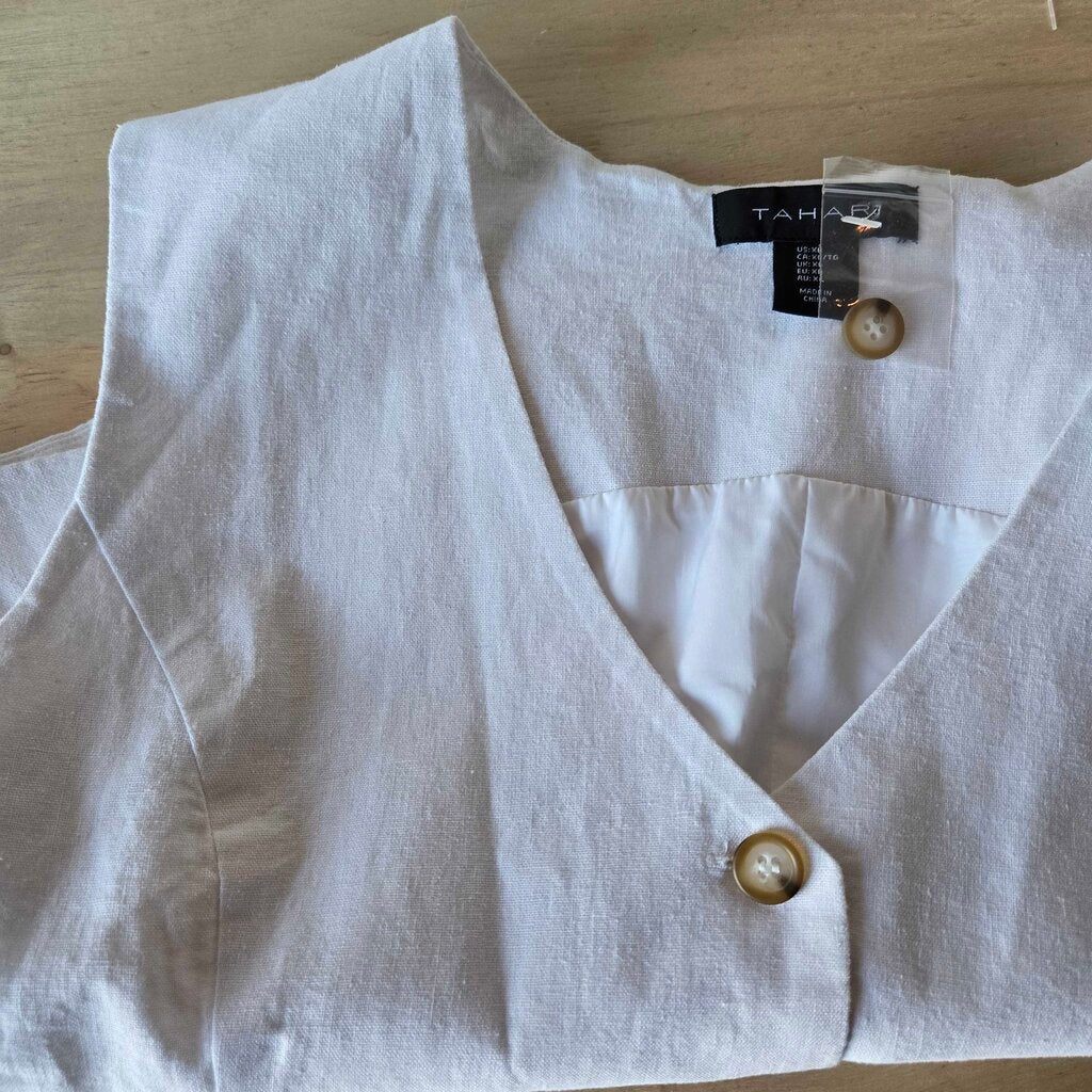 TAHARI LINEN VEST SZ XL new B1