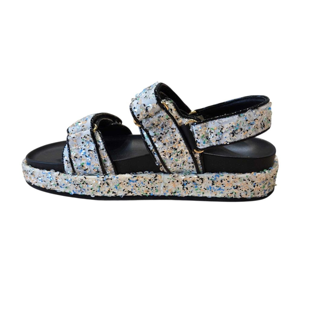 TORY BURCH Kira Sequin Dual-Band retail 348.00 SZ 9.5