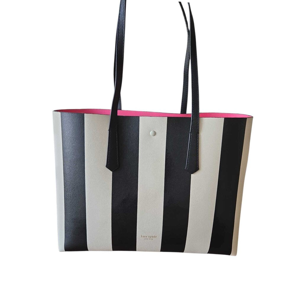 KATE SPADE blk + white TOTE