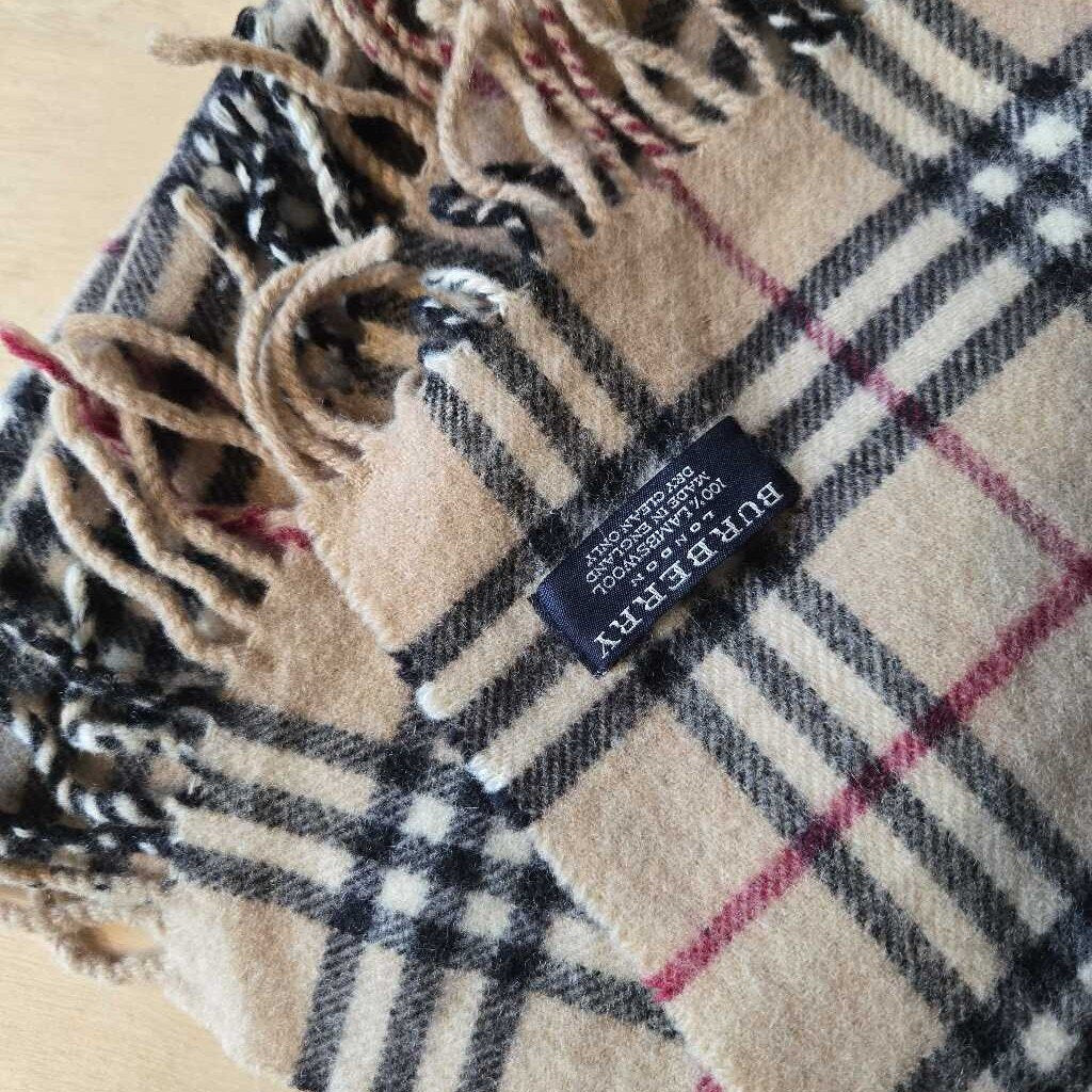 BURBERRY CHECK LAMBSWOOL SCARF unisex