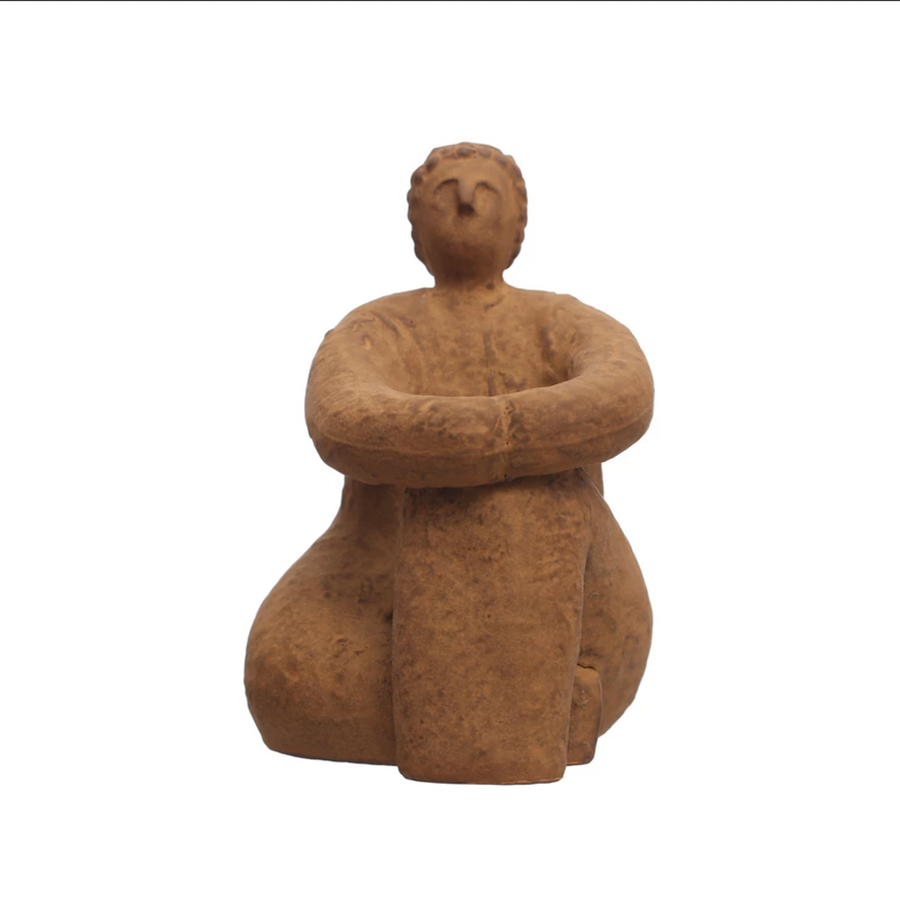 Stoneware Sitting Woman Sculpture