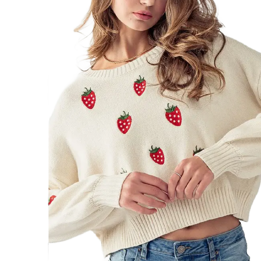 EMBROIDERY KNIT SWEATER - SMALL/MEDIUM