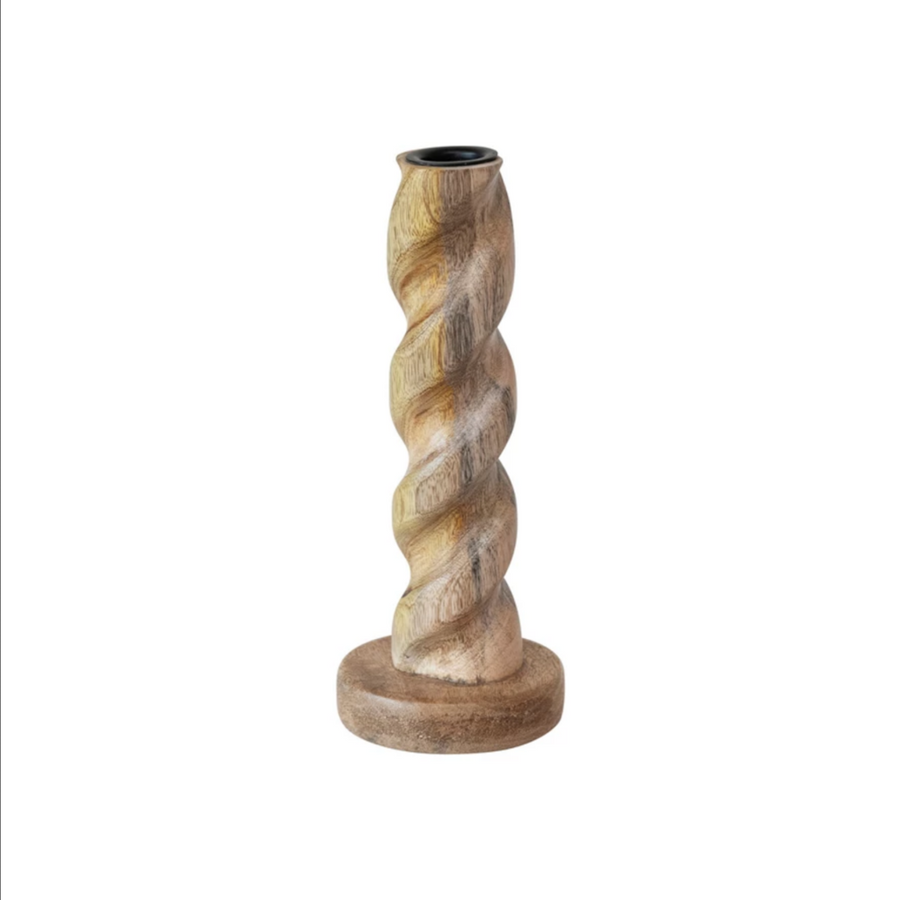 CARVED MANGO TAPER HOLDER small