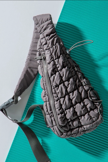 QUILTED SLING BAG - GREY